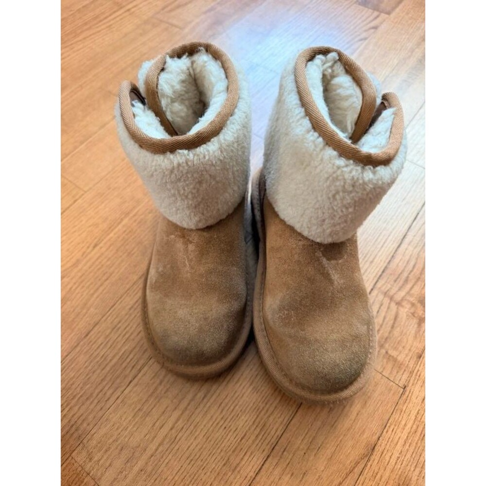 UGG Jona Luxury Chestnut Suede Boots Toddler Size 12 Foldover Shearling